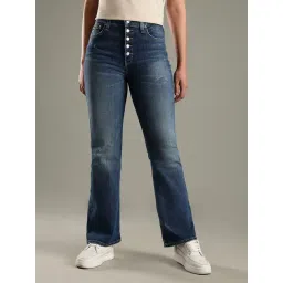 TOMMY HILFIGER Blue Mid-Wash Flared Fit Mid Rise Jeans-picture-12