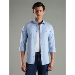 TOMMY HILFIGER Blue Slim Fit Oxford Woven Shirt-picture-26