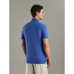TOMMY HILFIGER Blue Solid Slim Fit Cotton Polo T-Shirt image 2