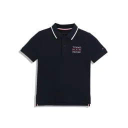 TOMMY HILFIGER Boys Blue Cotton Embroidery Polo T-Shirt-picture-24