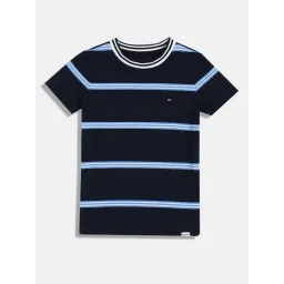 TOMMY HILFIGER Boys Blue Cotton Striped T-Shirt-picture-42