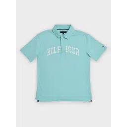 Tommy Hilfiger Boys Brand Logo Printed Polo Collar Relaxed Fit Cotton T-shirt-picture-11