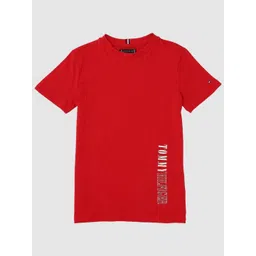 Tommy Hilfiger Boys Brand Logo Printed Round Neck Cotton T-shirt-picture-33