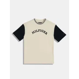 TOMMY HILFIGER Boys Calico & Dark Night Navy Cotton Color Block T-Shirt-picture-21