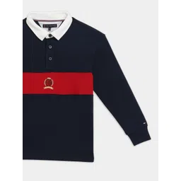 Tommy Hilfiger Boys Colourblocked Polo Collar Pure Cotton Relaxed Fit T-shirt image 2