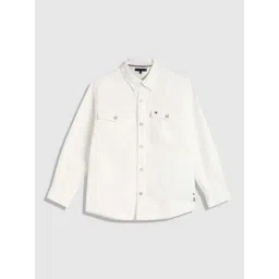 TOMMY HILFIGER Boys Ecru Cotton Solid Full Sleeves Shirt-picture-37