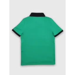 TOMMY HILFIGER Boys Green Cotton Logo Polo T-Shirt image 2