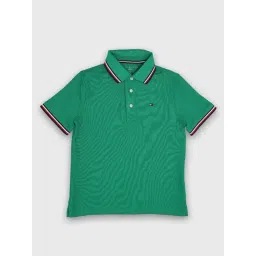 TOMMY HILFIGER Boys Green Cotton Solid Polo T-Shirt-picture-27