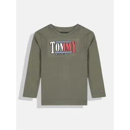 Tommy Hilfiger Boys Olive Green Brand Logo Embossed Pure Cotton T-shirt-picture-10