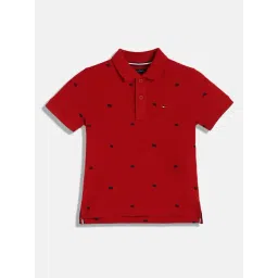 TOMMY HILFIGER Boys Red Cotton Solid Polo T-Shirt-picture-20