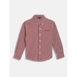TOMMY HILFIGER Boys Red Organic Cotton Solid Shirt-picture-42