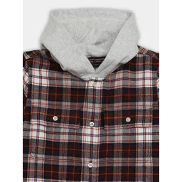 Tommy Hilfiger Boys Relaxed Fit Tartan Checked Hooded Casual Shirt image 4