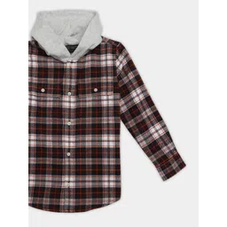 Tommy Hilfiger Boys Relaxed Fit Tartan Checked Hooded Casual Shirt image 3