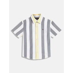 Tommy Hilfiger Boys Spread Collar Vertical Striped Cotton Casual Shirt-picture-10
