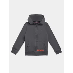 Tommy Hilfiger Boys Typography Printed Hooded Open Front Jacket-picture-14