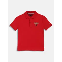 Tommy Hilfiger Boys Typography Printed Polo Collar Cotton T-shirt-picture-23