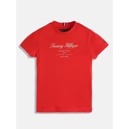 Tommy Hilfiger Boys Typography Printed Pure Cotton T-shirt-picture-43