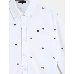 TOMMY HILFIGER Boys White Cotton Printed Full Sleeves Shirt image 3