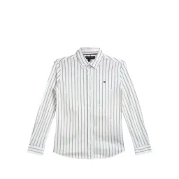 Tommy Hilfiger Boys White Striped Button-Down Collar Shirt-picture-36