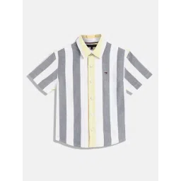 TOMMY HILFIGER Boys Yellow Cotton Striped Shirt-picture-12