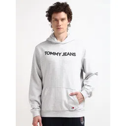 Tommy Hilfiger Brand Logo Printed Pure Cotton Hooded Pullover Sweatshirt-picture-22