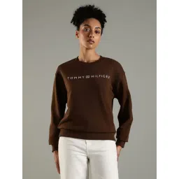 Tommy Hilfiger Brown Cotton Regular Fit Logo Printed Sweatshirt-picture-34