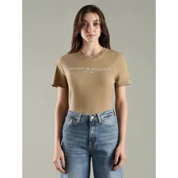 Tommy Hilfiger Brown Cotton Regular Fit Logo Printed T-Shirt-picture-27