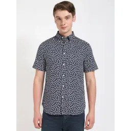 Tommy Hilfiger Carbon Navy Cotton Regular Fit Printed Shirt-picture-38