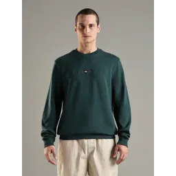 TOMMY HILFIGER Dark Green Embroidered Logo Regular Fit Cotton Sweatshirt-picture-25