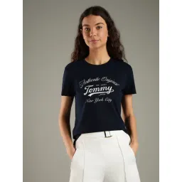 TOMMY HILFIGER Dark Night Navy Logo Regular Fit Cotton T-Shirt-picture-16
