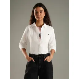 TOMMY HILFIGER Ecru Regular Fit Cotton Shirt-picture-32