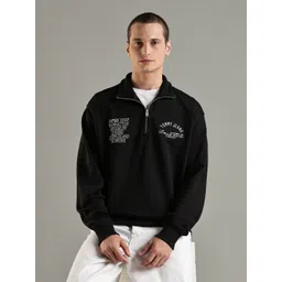 Tommy Hilfiger Europe Men Alphanumeric Printed Mock Collar Front-Open Cotton Sweatshirt-picture-28