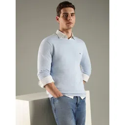 Tommy Hilfiger Europe Men Solid Regular Fit Cotton Sweater-picture-15
