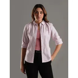 TOMMY HILFIGER Frosted Raspberry & White Striped Regular Fit Cotton Shirt-picture-38