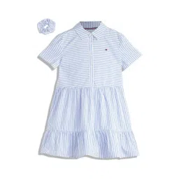 Tommy Hilfiger Girls Blue Solid Relaxed Fit Casual Dress-picture-34