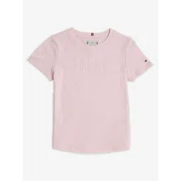 Tommy Hilfiger Girls Brand Logo Printed Round Neck Pure Cotton Slim Fit T-shirt-picture-18