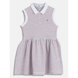 Tommy Hilfiger Girls Cotton Shirt Collar Striped Sleeveless Fit & Flare Dress-picture-14