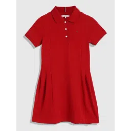 TOMMY HILFIGER Girls Medium Red Cotton Solid Dress-picture-43
