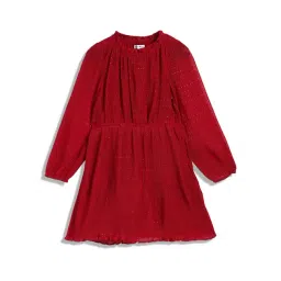 TOMMY HILFIGER Girls Red Polyester Solid Dress-picture-38