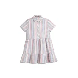 Tommy Hilfiger Girls Shirt Collar Striped Tiered Fit & Flare Dress-picture-13