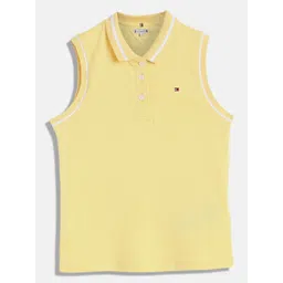 Tommy Hilfiger Girls Solid Polo Collar Cotton T-shirt-picture-28