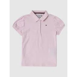 Tommy Hilfiger Girls Solid Polo Collar Pure Cotton T-shirt-picture-32