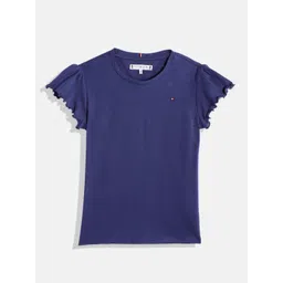 Tommy Hilfiger Girls Solid Round Neck Cap Sleeves Ruffles Regular Top-picture-20