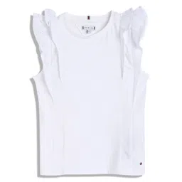 Tommy Hilfiger Girls Solid Round Neck Cotton Top image 1