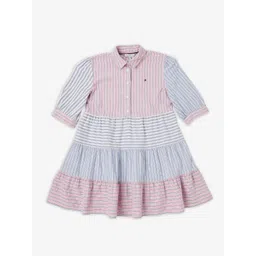 Tommy Hilfiger Girls Striped Long Sleeves Fit & Flare Knee Length Dress-picture-32