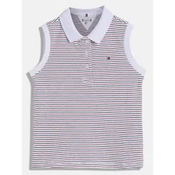 Tommy Hilfiger Girls Striped Polo Collar Cotton T-shirt-picture-17