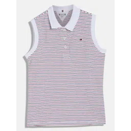 Tommy Hilfiger Girls Striped Polo Collar Pockets T-shirt-picture-18