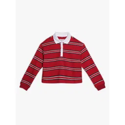 Tommy Hilfiger Girls Striped Polo Collar Pure Cotton Relaxed Fit T-Shirt-picture-20