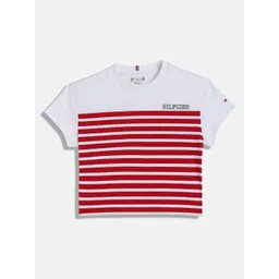 Tommy Hilfiger Girls Striped Round Neck Cotton T-shirt-picture-23
