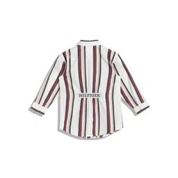 Tommy Hilfiger Girls Striped Shirt Collar Cuffed Sleeve Gathered Pure Cotton Shirt Dress image 3